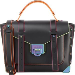 Michael Kors Black Satchel with Neon Accents